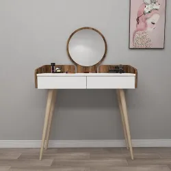 Burim Makiyaj Masası - Cəviz/Ağ - Decoroom Collection (1)