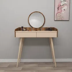 Burim Makiyaj Masası - Cəviz/Krem - Decoroom Collection (1)