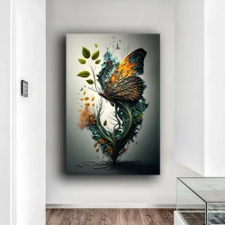 Butterfly with Tree Leaves Kətan Tablo TB2002 - 2