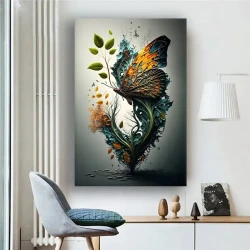 Butterfly with Tree Leaves Kətan Tablo TB2002 - 1