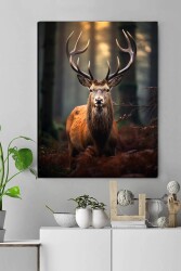 Büyük Boynuzlu Geyin Kətan Tablo - Markaev