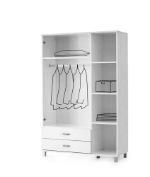 Callisto 3 Qapılı Geyim Dolabı - Ağ - Decoroom Collection (1)