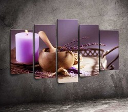 Candels and Spa Art 5 Parçalı Kətan Tablo 155x85 cm - Tabloshop