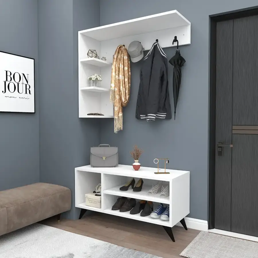 Cassia Asılqanlı Dəhliz Dolabı - Ağ - 1