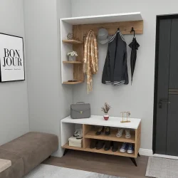 Cassia Asılqanlı Dəhliz Dolabı - Ağ/Meşə - Decoroom Collection (1)