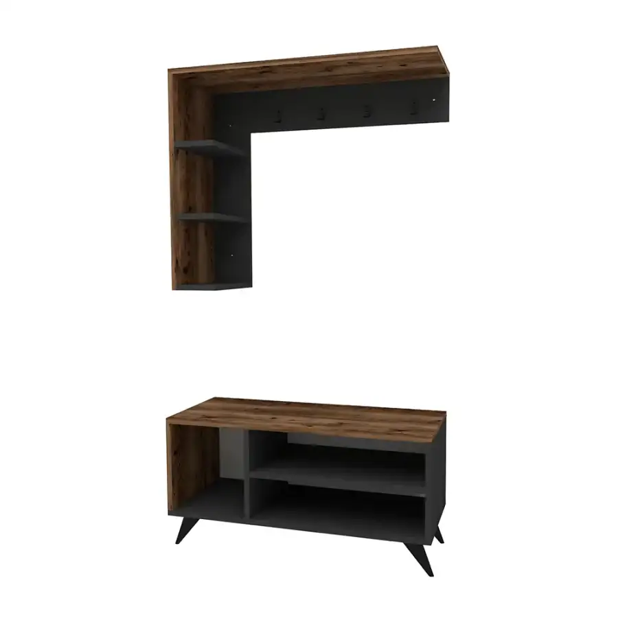 Cassia Asılqanlı Dəhliz Dolabı - Cəviz/Antrasit - 4