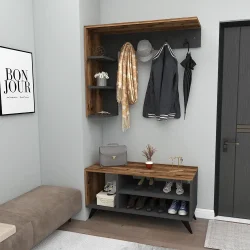 Cassia Asılqanlı Dəhliz Dolabı - Cəviz/Antrasit - Decoroom Collection (1)