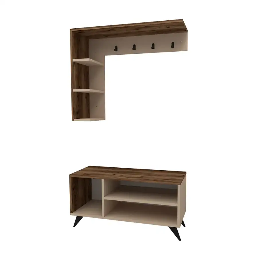 Cassia Asılqanlı Dəhliz Dolabı - Cəviz/Krem - 4