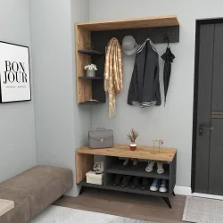 Cassia Asılqanlı Dəhliz Dolabı - Meşə/Antrasit - Decoroom Collection (1)