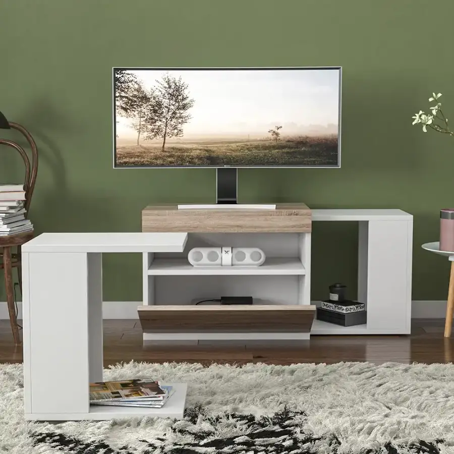 Catvi Tv Stend - Ağ/Meşə - 2