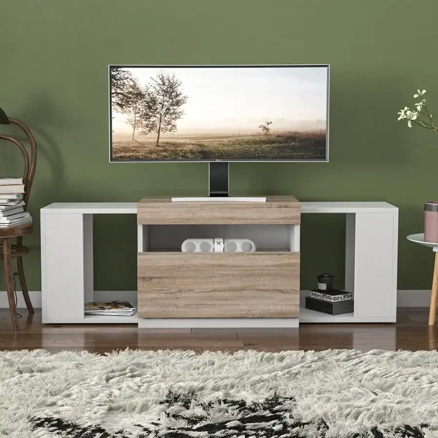 Catvi Tv Stend - Ağ/Meşə - 1