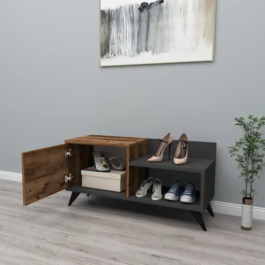 Cepos Ayaqqabı Dolabı - Cəviz/Antrasit - 3