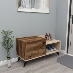 Cepos Ayaqqabı Dolabı - Cəviz/Krem - Decoroom Collection (1)