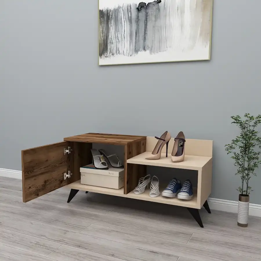 Cepos Ayaqqabı Dolabı - Cəviz/Krem - 3