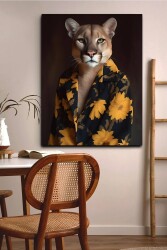 Çiçekli Kaplan Kətan Tablo - Markaev