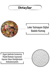 Çiçekli Otantik Yama Desen Dijital Baskılı Zenit Kilim - 3