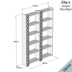 City İkili Kitab Rəfi - Ceviz / Ceviz - 3