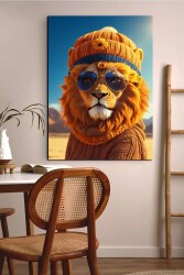 Çölde İkonik Aslan Kətan Tablo - Markaev