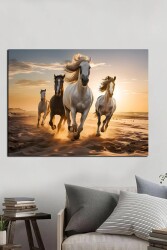 Çölde Yarışan Atlar Kətan Tablo - Markaev