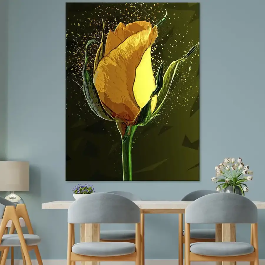 Colored Yellow Rose Kətan Tablo TB2132 - 4