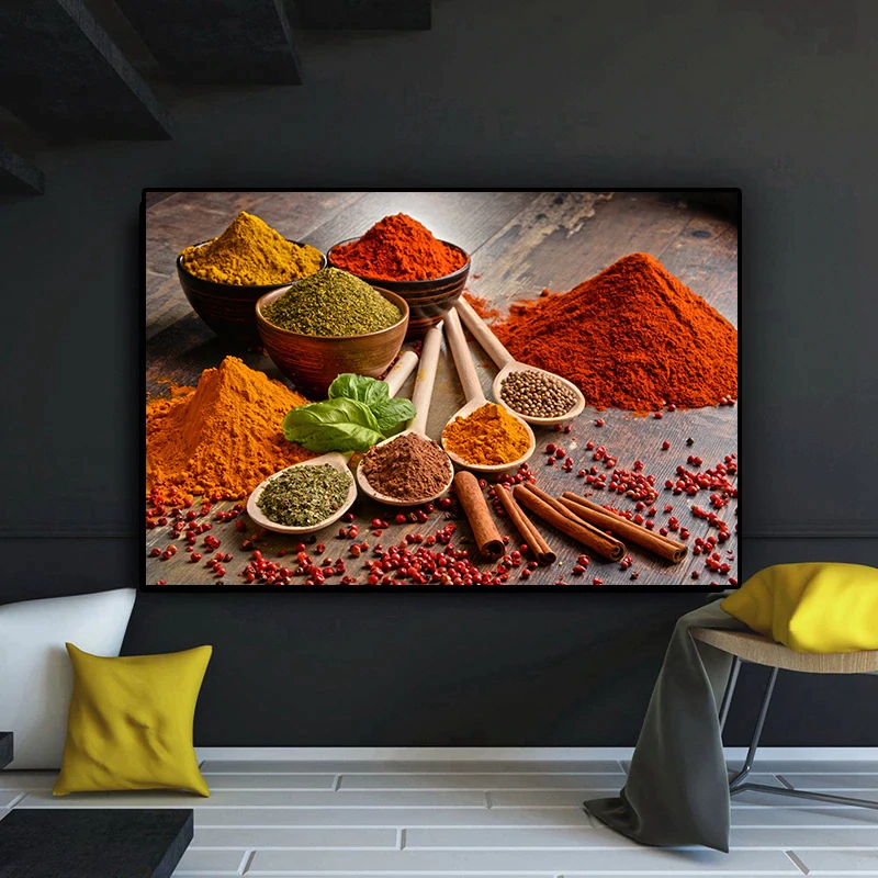 Colorful Cereal Spices Metbex Kətan Tablo - 2