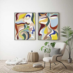 Colorful Face Art 2'li Kətan Tablo Seti - Tabloshop