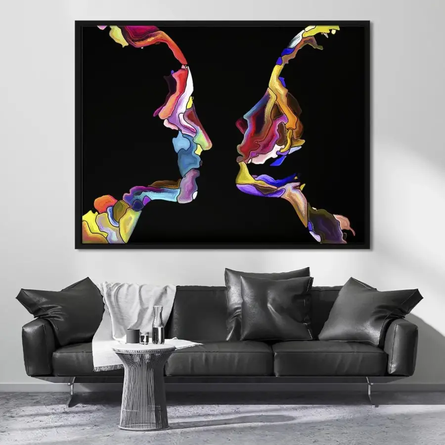 Colorful Human Face Shapes Kətan Tablo TB2105 - 3