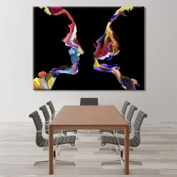 Colorful Human Face Shapes Kətan Tablo TB2105 - 1