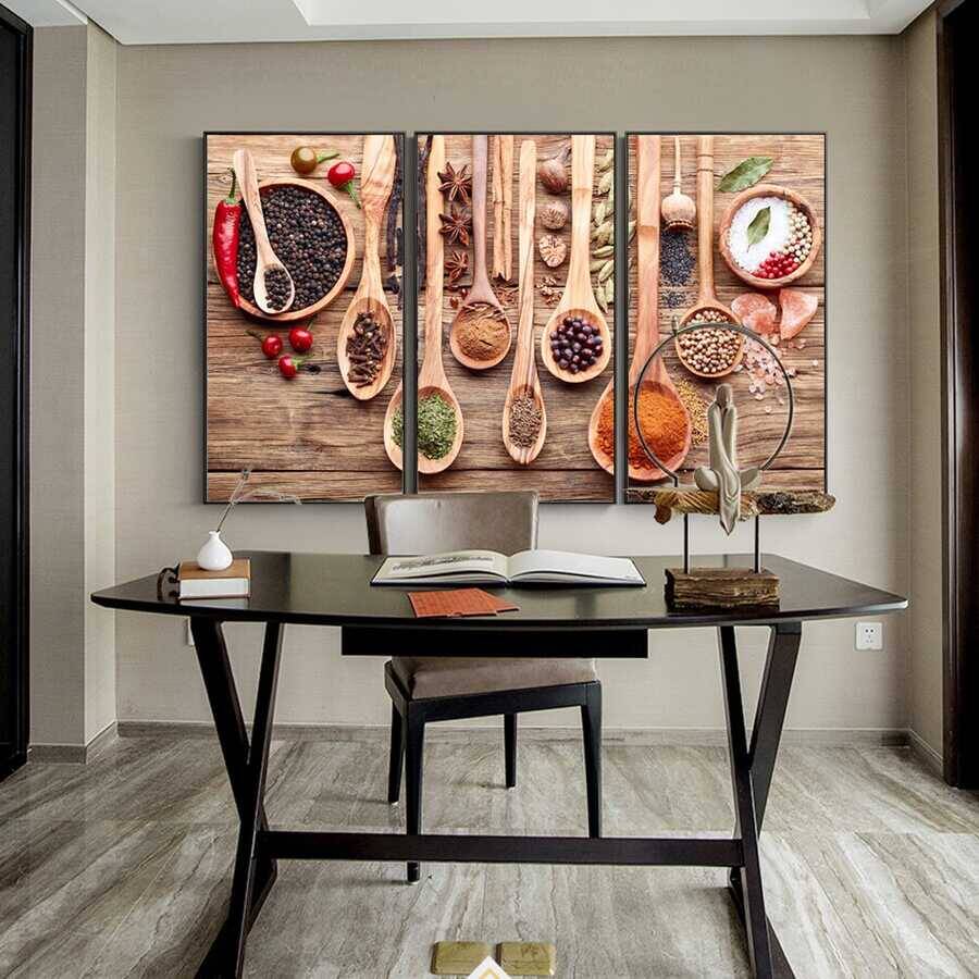 Condiments In The Kitchen 3 Parçalı Kətan Tablo Seti 70x100 cm - 4