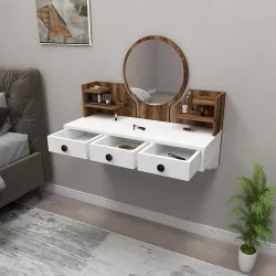 Cosmo Makiyaj Masası - Cəviz/Ağ - 3