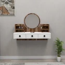 Cosmo Makiyaj Masası - Cəviz/Ağ - Decoroom Collection (1)