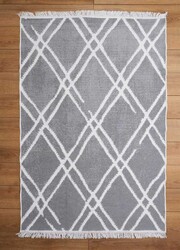 Cotton Gri Beyaz Çift Taraflı Yıkanabilir Naturel Pamuk Kilim 09 - 1