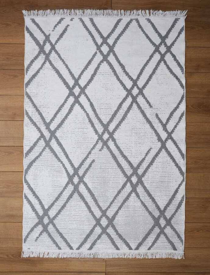 Cotton Gri Beyaz Çift Taraflı Yıkanabilir Naturel Pamuk Kilim 09 - 2