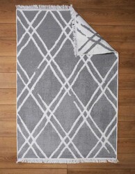 Cotton Gri Beyaz Çift Taraflı Yıkanabilir Naturel Pamuk Kilim 09 - 4