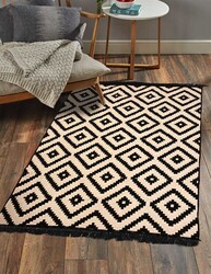 Cotton Siyah-Beyaz Çift Taraflı Yıkanabilir Naturel Pamuk Kilim 02 - 4