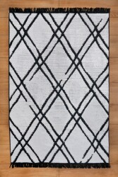 Cotton Siyah Beyaz Çift Taraflı Yıkanabilir Naturel Pamuk Kilim 08 - 4