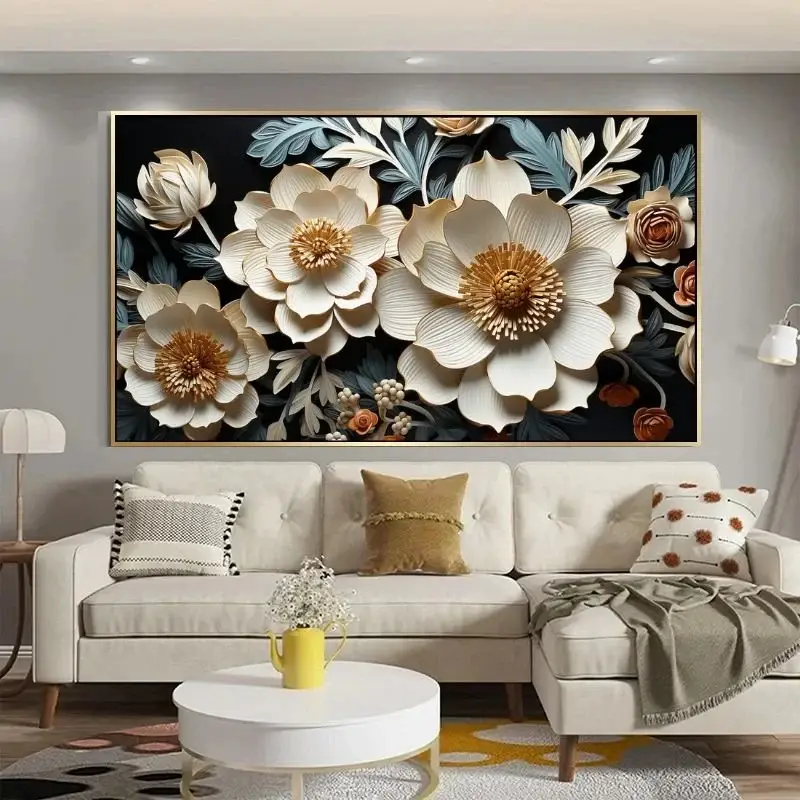 Cream Flowers Kətan Tablo TB2036 - 1