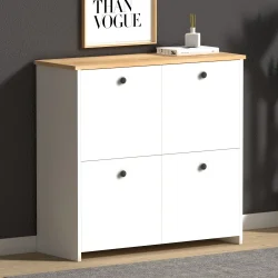 Cube Ayaqqabı Dolabı, Çox Məqsədli Dolab - Ağ/Meşə - Decoroom Collection (1)