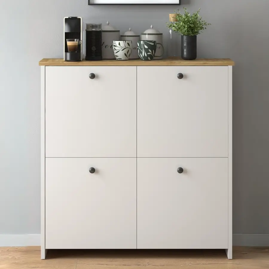 Cube Ayaqqabı Dolabı, Çox Məqsədli Dolab - Ağ/Meşə - 3