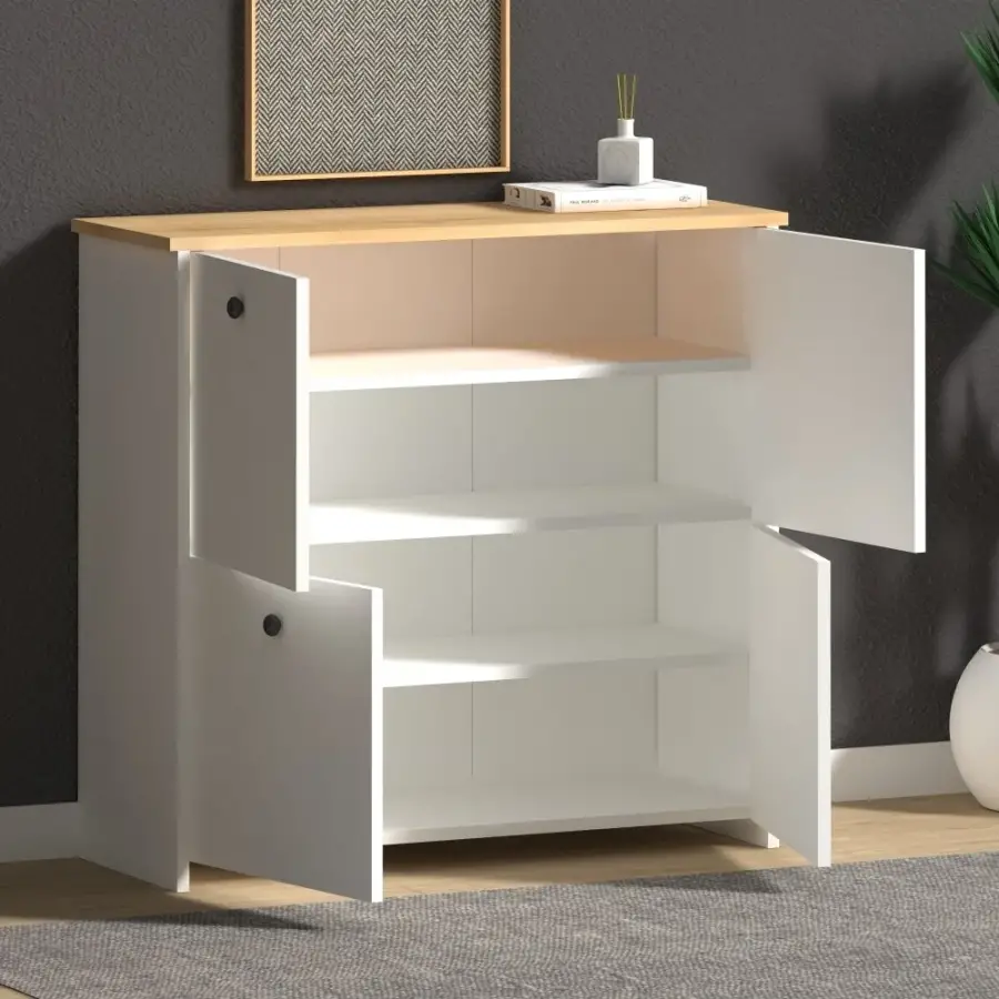 Cube Ayaqqabı Dolabı, Çox Məqsədli Dolab - Ağ/Meşə - 7