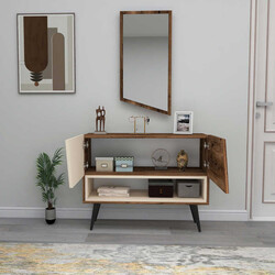 Curve Divar Güzgüsü - Cəviz/Krem - Modev (1)