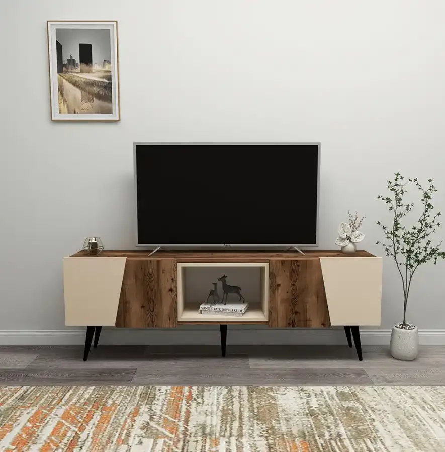 Curve Tv Stend - Cəviz/Krem - 1