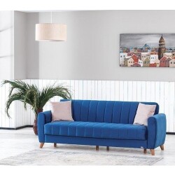 Daisy 3 Yerli Bazalı Divan - Tünd Göy - Decore Mobilya