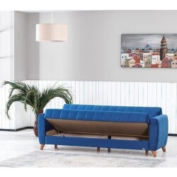 Daisy 3 Yerli Bazalı Divan - Tünd Göy - Decore Mobilya (1)