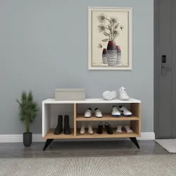 Dalila Ayaqqabı Dolabı - Ağ/Meşə - Decoroom Collection (1)