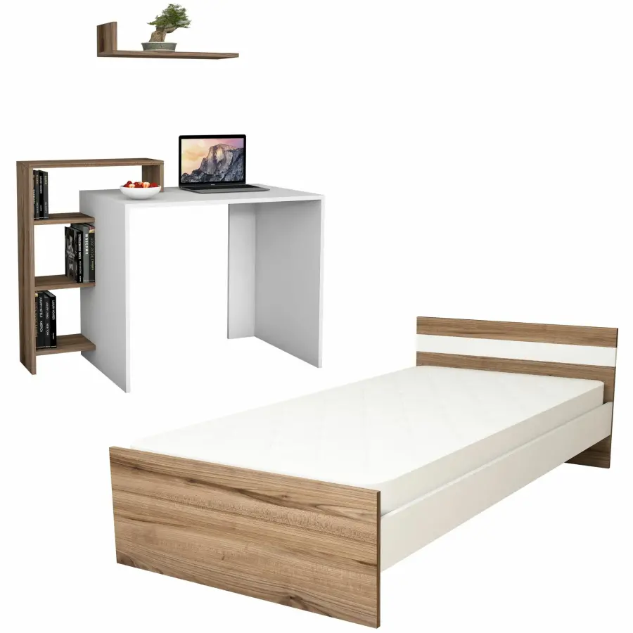 Danilo Uşaq Otağı Mebel Dəsti + Çarpayı, Çalışma masası - Cəviz/Ağ - 1