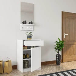 Datca Güzgülü Dəhliz Dolabı - Ağ - Decoroom Collection (1)