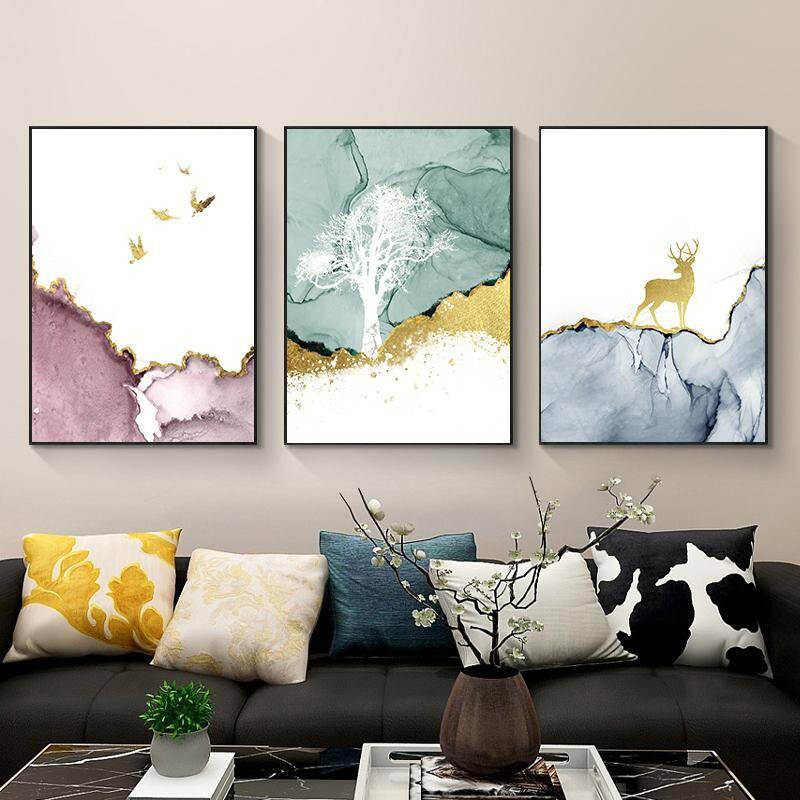Dear and Birds 3'lü Set Kətan Tablo TB1317 - 4