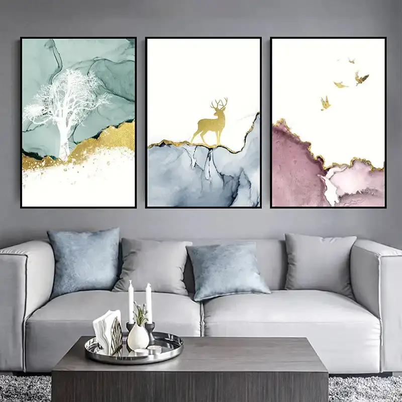 Dear and Birds 3'lü Set Kətan Tablo TB1317 - 5