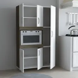 Defne Çox Məqsədli Dolab - Ağ/Cəviz - 2